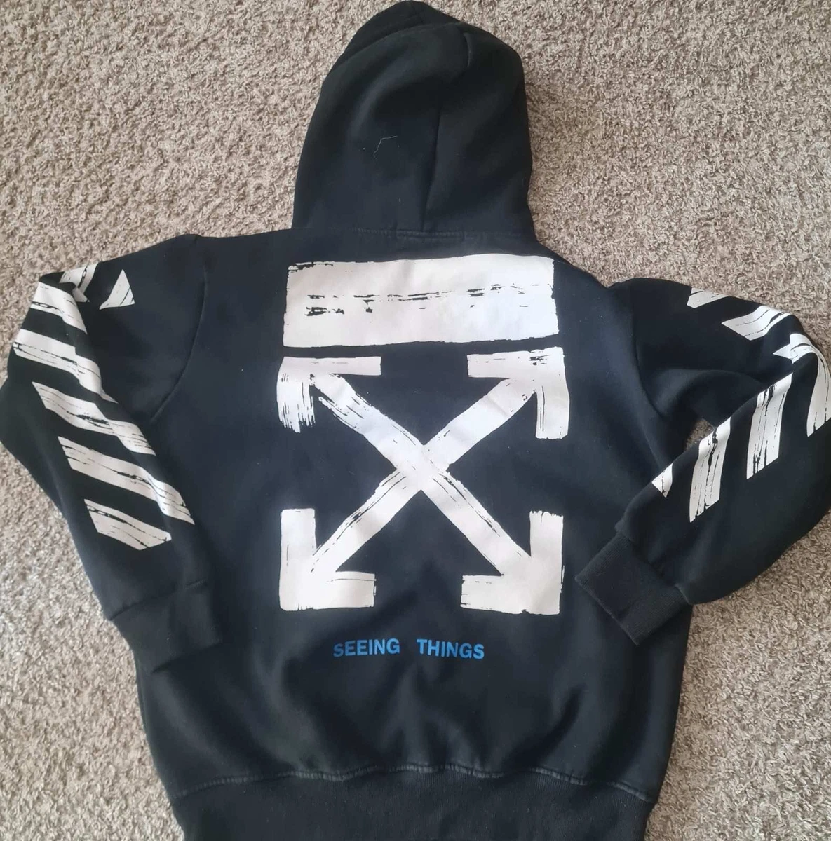 Off White Black Hoodie Seeing Things Size XL eBay