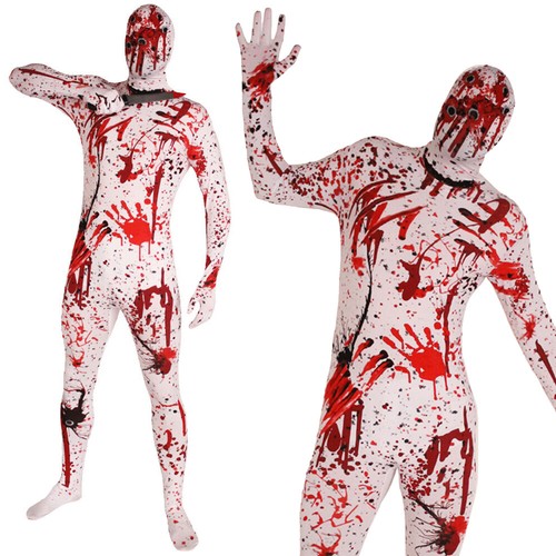 BLOODY SKIN SUIT HALLOWEEN COSTUME ADULTS OVERKILL BLOOD STAINED FANCY