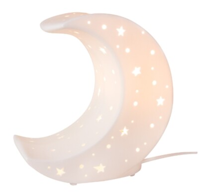 Kerzenfarm Hahn Tischleuchte Mond weiß Sternchen E14 H 19,6 cm Porzellan 30342