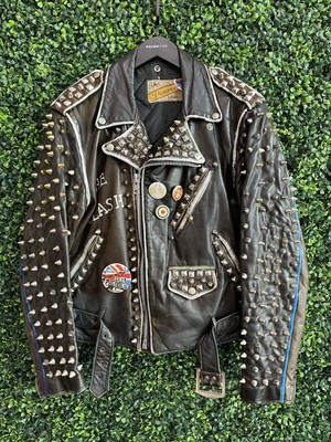 RARE Vintage Schott Perfecto Leather Spiked Punk Jacket Sz Medium The Clash