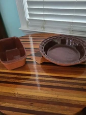 Vintage Terricota Gourmet Topf Pie And Loaf C. 1980 Baking Dishes