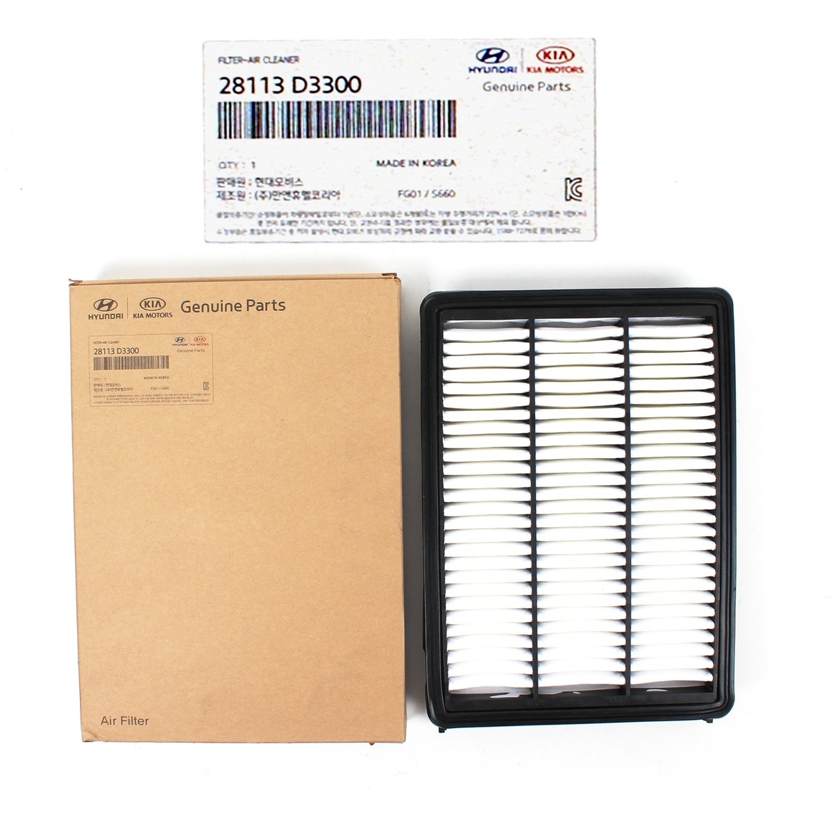 GENUINE 28113D3300 Air Filter for Hyundai Tucson 16-21 & KIA