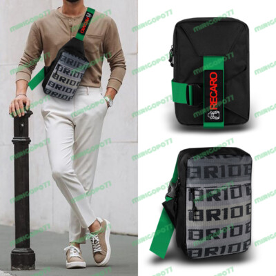 JDM Gradation Crossbody Shoulder Bride Bag With Green Recaro JDM Straps Backpack