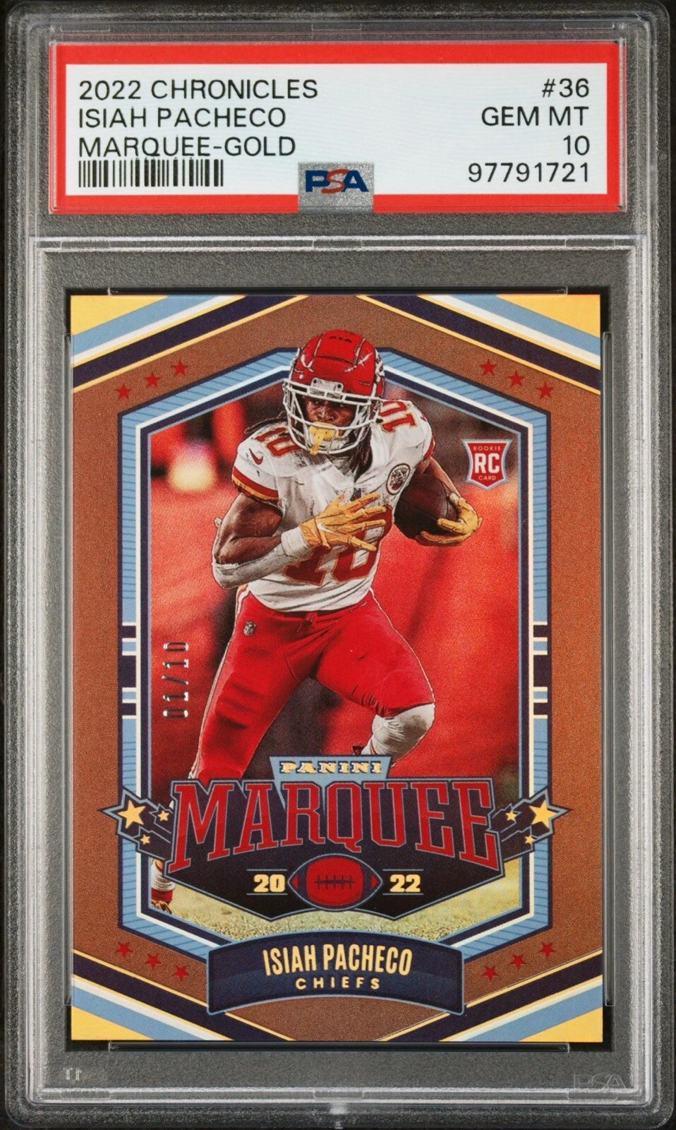 Isiah Pacheco Panini Chronicles Marquee #36 Gold