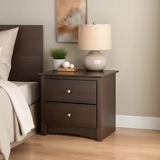 Espresso 2-Drawer Nightstand Fremont Bed Side End Table Bedroom Night Stand