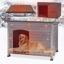Heated Outdoor Dog House Weatherproof Insulated with Heating Pad Grey