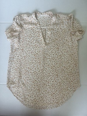Lush Women's Blouse Ivory-Yellow Leopard Print Size Small