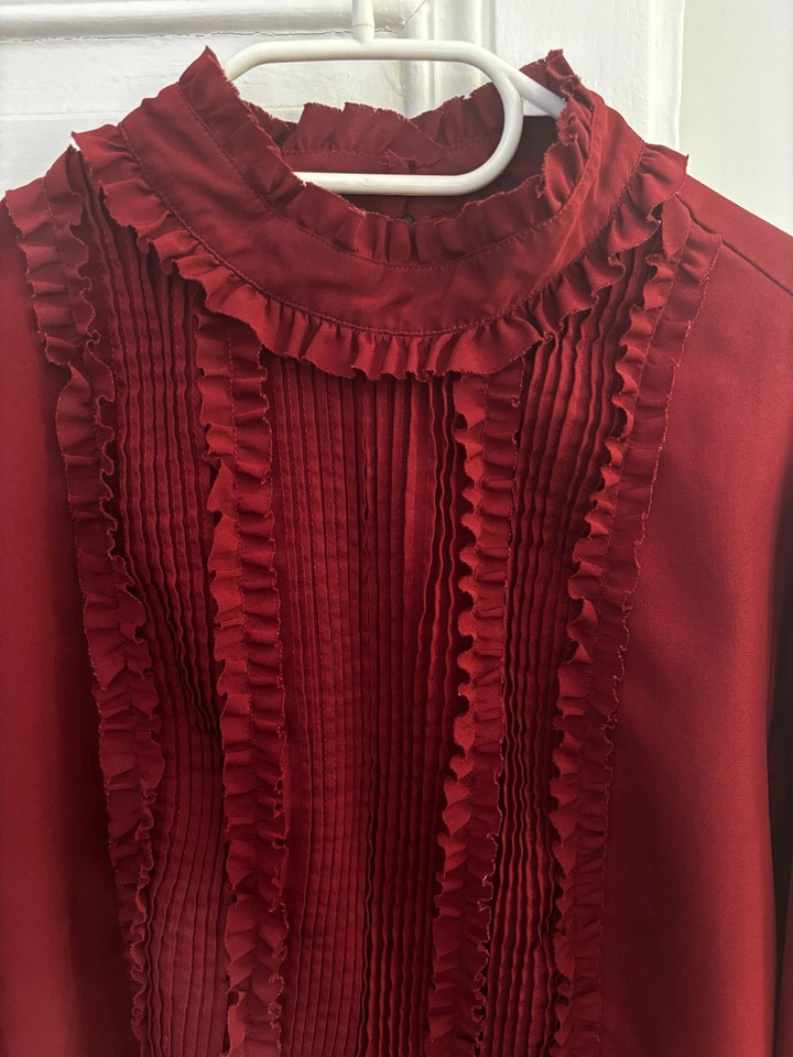 Top chemise bordeaux ZARA - Taille XL - Photo 2/4