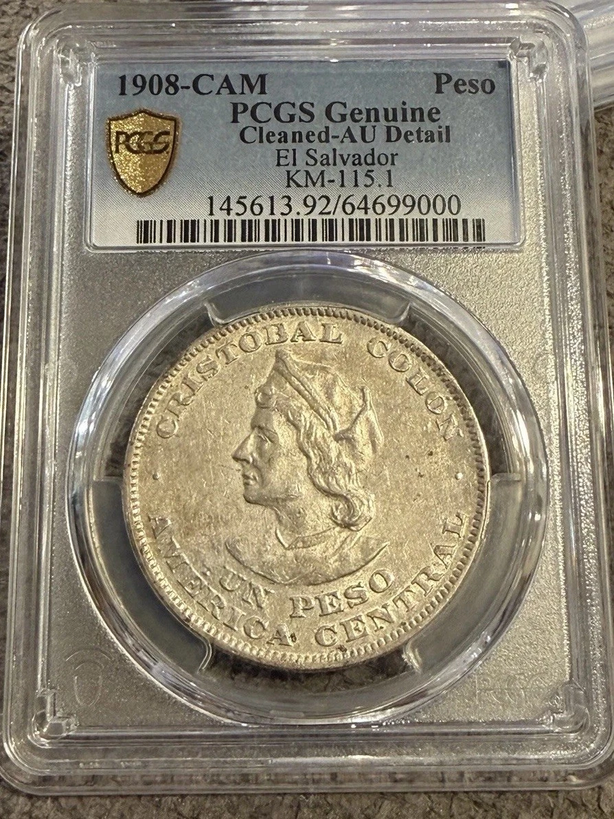 『NGC AU Detail』エルサルバドル1ペソ銀貨(1908年) 1908 Year Salvadoran Coins for sale | eBay