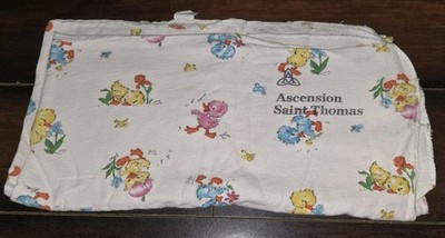 Vintage Hospital Receiving Baby Blanket Ducks Chicks Birds Medline Industries
