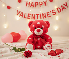 Valentine  s Day 8  Red Teddy Bear With Hearts  Bow Stuffed animal plush toy