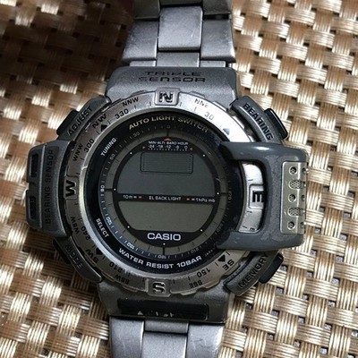 Casio Pro Trek PRT 411 Titanium Mens Field Watch Quartz