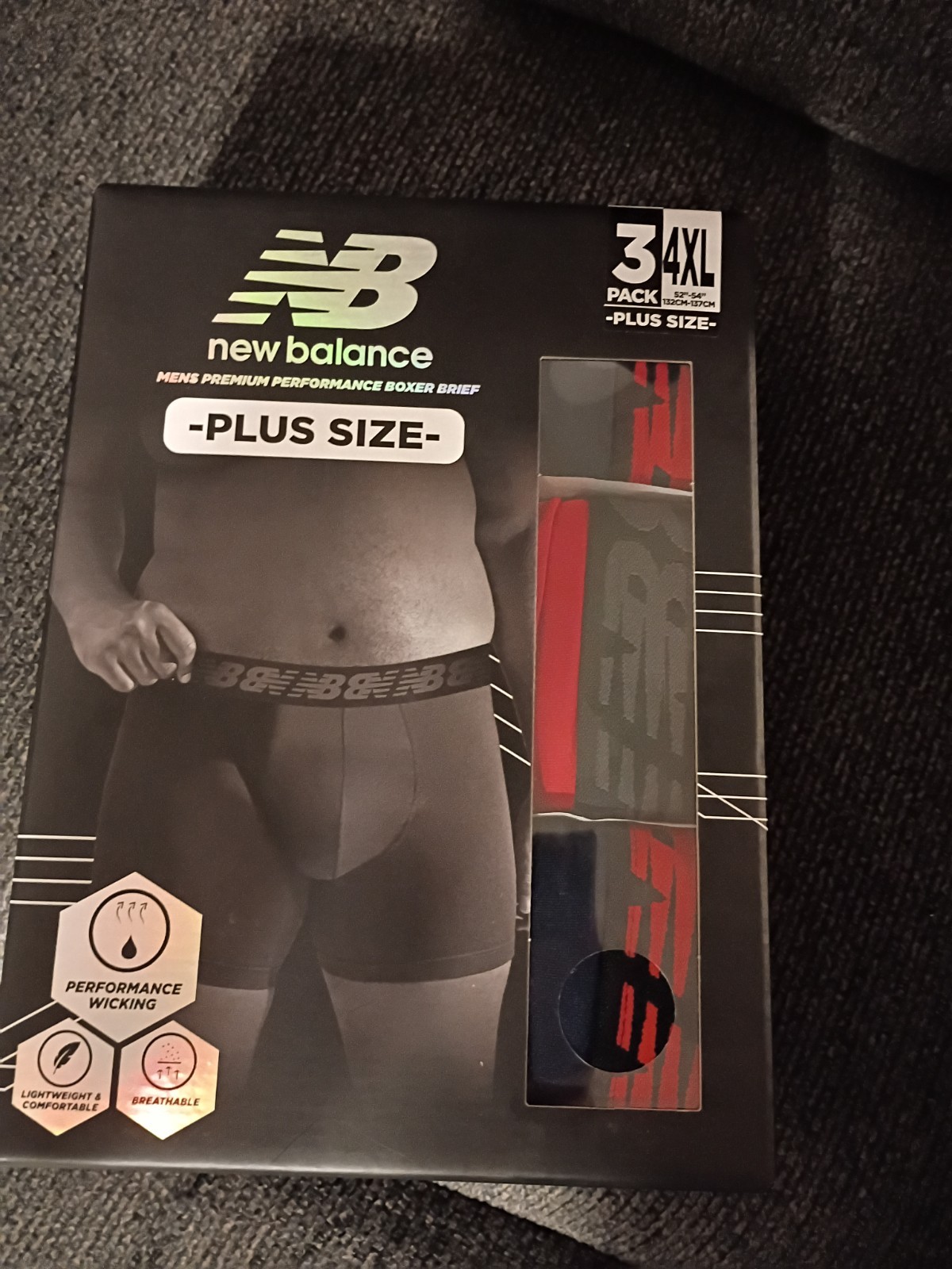 New Balance Premium Performance Boxer Brief Men 4XL Big & Tall 3 Pack Multicolor thumbnail 2