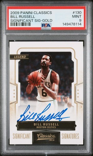 2009 Panini Classics #130 Bill Russell Significant Signatures Gold PSA 9 /50 HOF