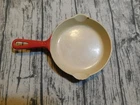 GRISWOLD CAST IRON RED & CREAM ENAMELED #3 SKILLET FRYING PAN VTG 6.5" 709H