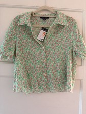 Primark spring summer Mint Green Floral Crepe Shirt – Brand New with Tags Size 8