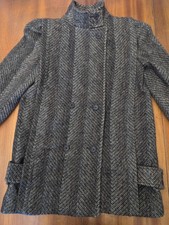 VTG 70s 80s Herringbone Heavy Wool Car Coat | ILGWU Made in USA Double Breasted