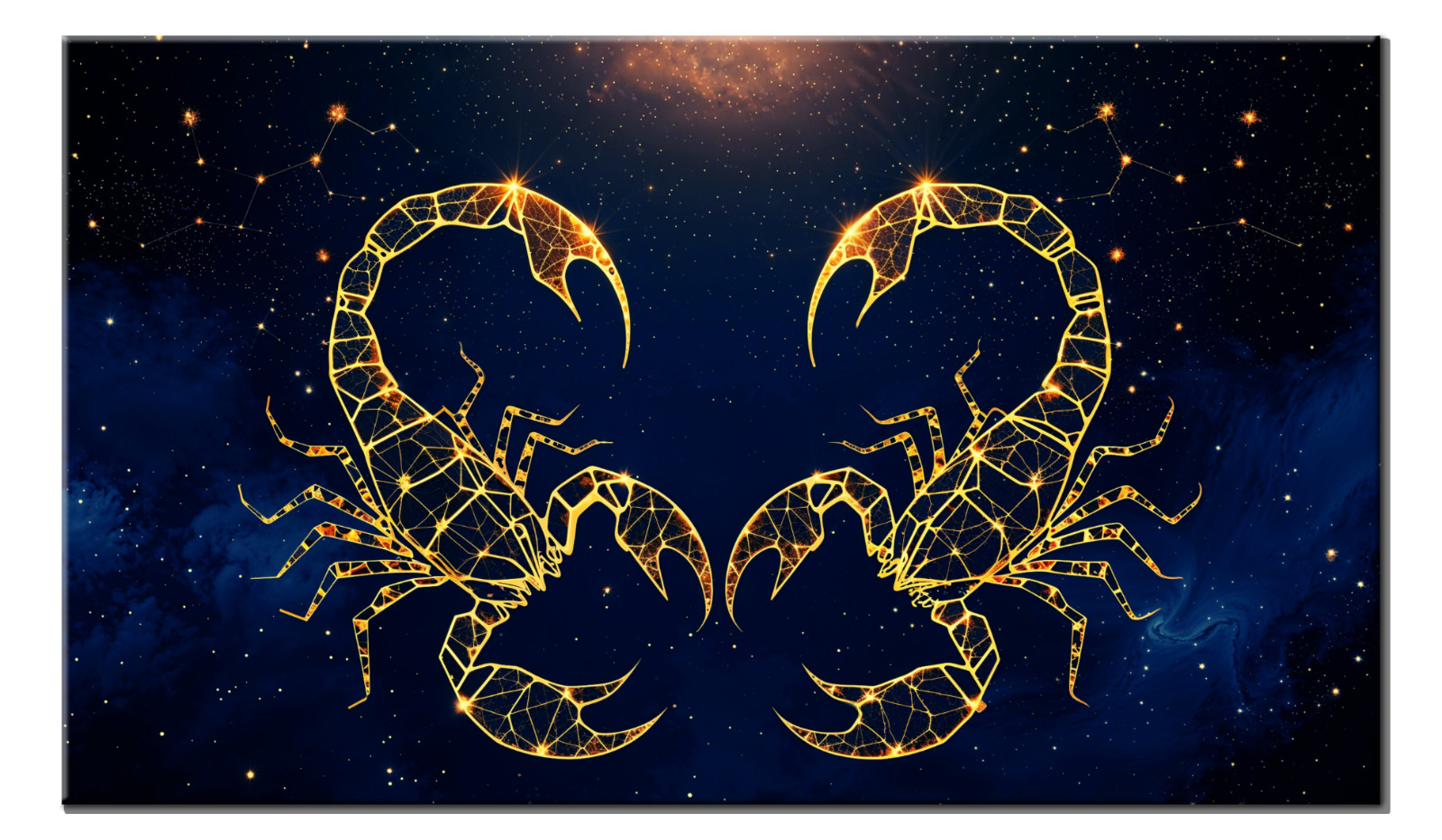 Signo del zodiaco Escorpio mural 60x35 Gold Line arte cosmos astrología lienzo