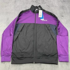 Adidas Adventure Primegreen Purple Black Zip Front Kids Jacket Unisex Large