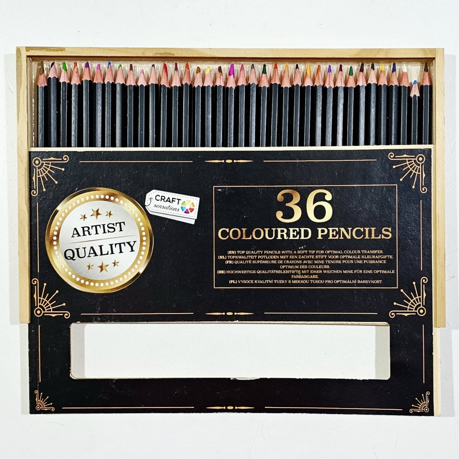 CRAFT Artist Quality Coloured Pencils 36 Coloured Pencils in Wooden Box...