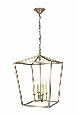 Pendant Chandelier 4 Light Fixture Vintage Silver Dining Room or Kitchen Island