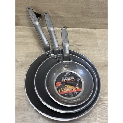(3) New De Buyer Acier Carbon Plus Steel Skillets Induction