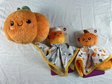 Parents Choice Infant Lovey Security Blanket & Pumpkin Plush Baby Rattle Toy Lot
