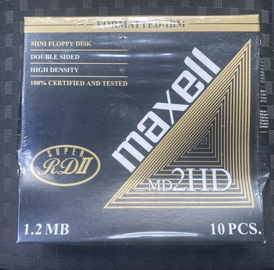 Maxell Super RD II 1,2 MB Mini Floppy Disk 10 Stück MD 2HD Neu in Folie