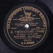Esposito; Colazza. Verdi (Trovatore - mal reggendo). G&T 54263 (10"), EX