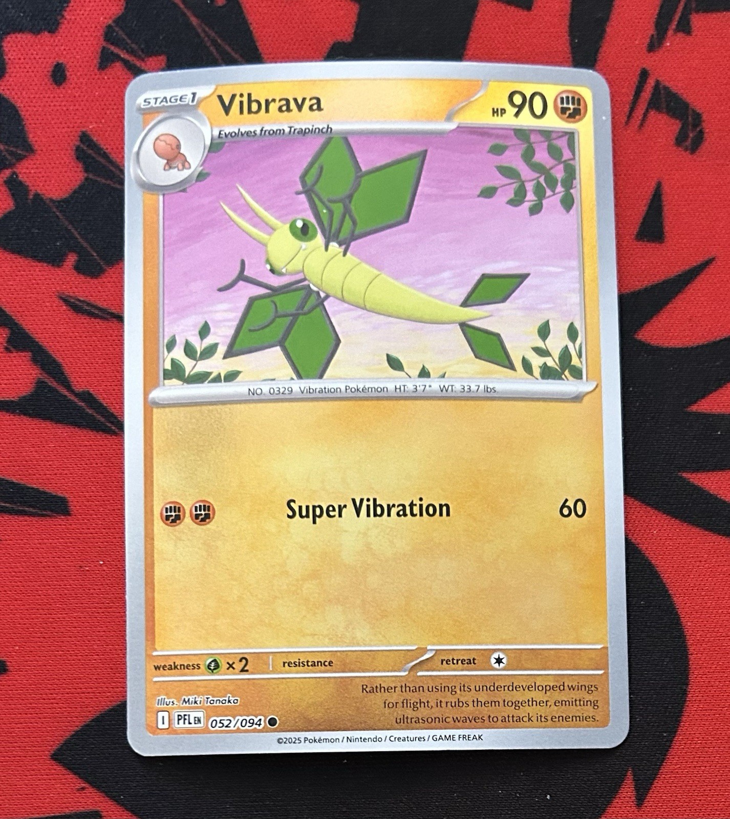 052/094 Vibrava - Phantasmal Flames - Reverse Holo NM Pokemon