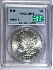 1880 PCGS MS64 Morgan Dollar with Nice Luster - Green CAC Label