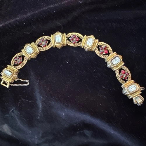 Vintage “art” costume jewelry bracelet Mid Century Mod Ornate Gilded Work