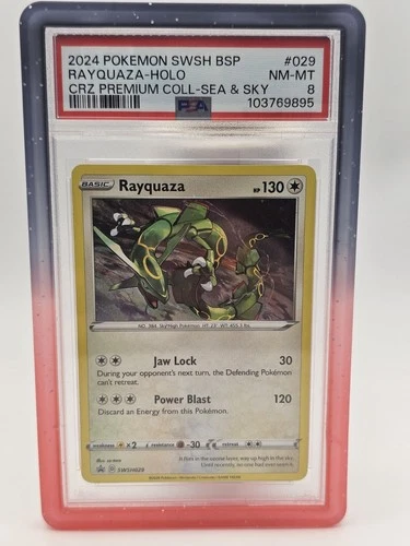 2024 Pokemon SWSH BSP Rayquaza Holo Crown Zenith Coll Sea&Sky #029 PSA 8 Mint