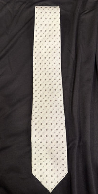 Kansai Yamamoto (Mainline) Silk Tie Light Gray/ Silver Floral Dot Pattern EX