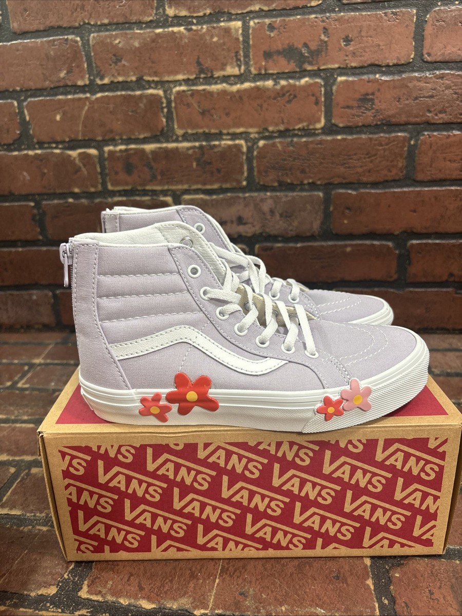 Vans SK8 Flower Evening Haze Lilac Toddler Girl's Hi Zip Sneakers