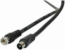 1.5m COAX to F Connector Male/Male TV Aerial Wire to Satellite Box Lead BLACK