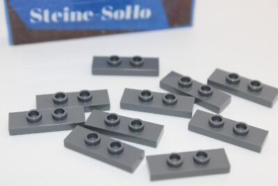 Lego (c) 10x Fliesen mit 2 Noppen - 1x3 - dunkelgrau - 34103 - tile - Kacheln