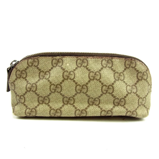 Gucci Pouch Bag G logos Brown Beige Woman unisex Authentic Used Y6241