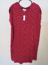 New Women’s Old Navy Sleeveless Sheer Shirt Dress Tank Red & White Size Medium