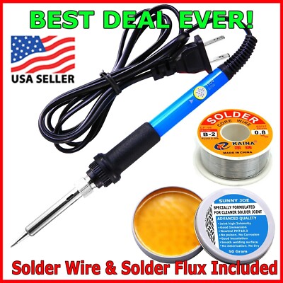 Soldering Iron Electric Gun Adjustable Temperature Welding Solder Wire Kit  60W
