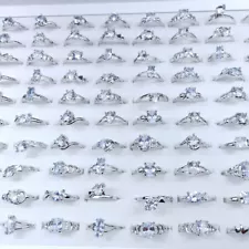 10-100pcs Wholesale Zircon Crystal Rings Mixed Rings Bulk Lot Engagement Wedding