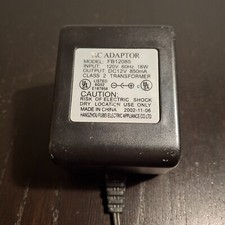 AC Adapter Model FB12085 Hangzhou Fubei DC12V Class 2 Transformer