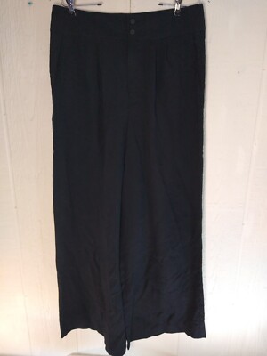 BCBGeneration Dress Pants Women's L Black Wide Leg Career Trousers Pleated NWOT