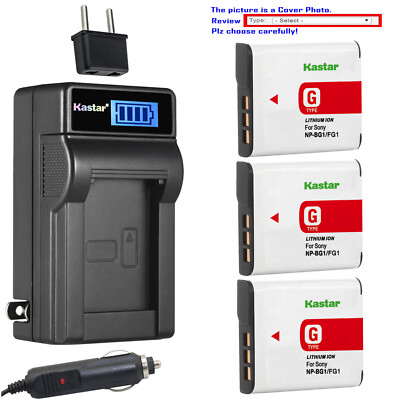 Kastar Battery LCD AC Charger for Sony NP-BG1 NP-FG1 & Sony Cyber-shot DSC-W80