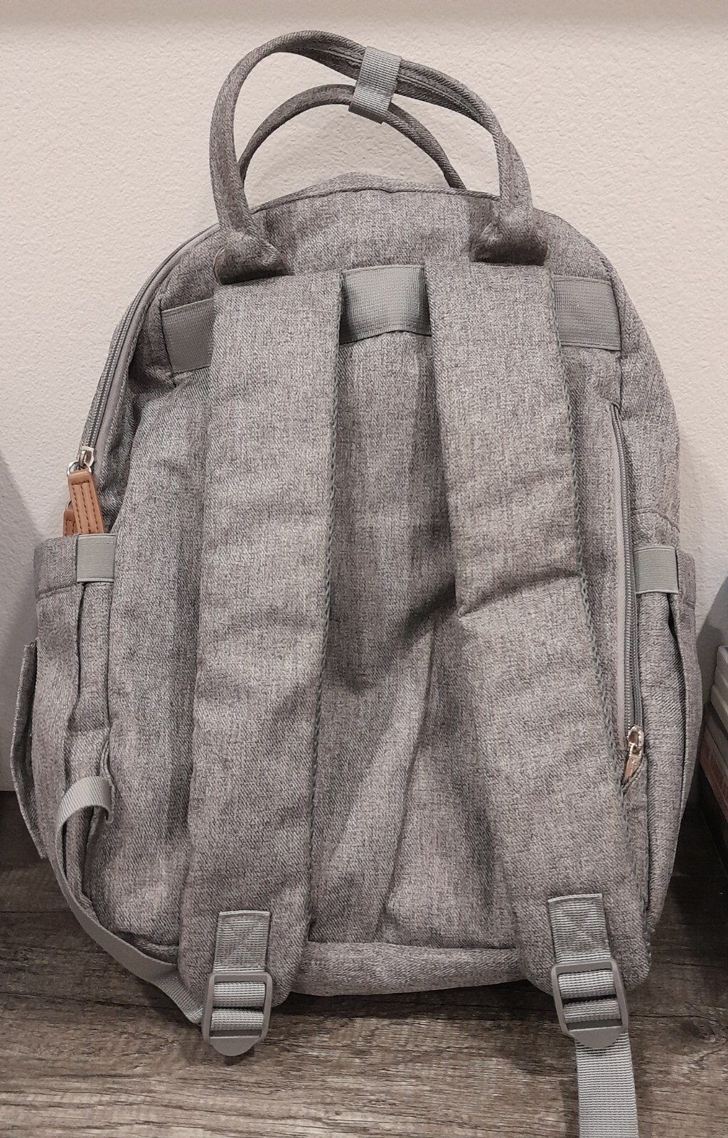 Ruvalino Gray Brown Multifunction Travel Maternity Back Pack Diaper Bag Used