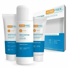 Acne Free 3 Step AcneTreatment Kit SENSITIVESKIN Cleanser Toner