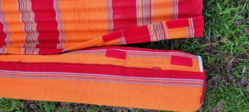 Vintage Roll Up Beach Mat w/Pillow 68"x 24" Orange Pink Striped Camping Beach - Bild 11 von 12