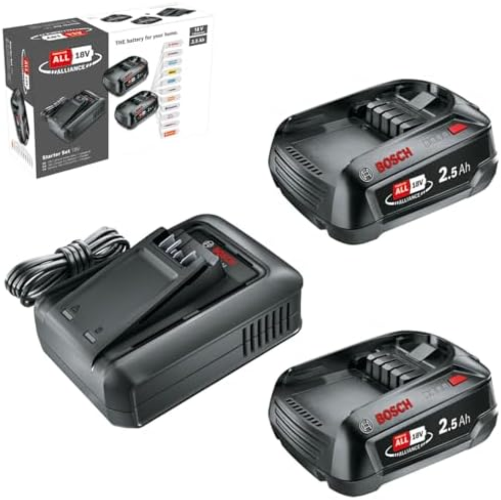 Bosch batteria e caricabatteria rapido Starter Set 18V (2 batterie al litio da 2