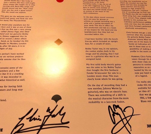 CHRIS FARLOWE & THE THUNDERBIRDS DELUXE LP 2017 SIGNED BY JIMMY PAGE SEALED MINT - Picture 5 of 6