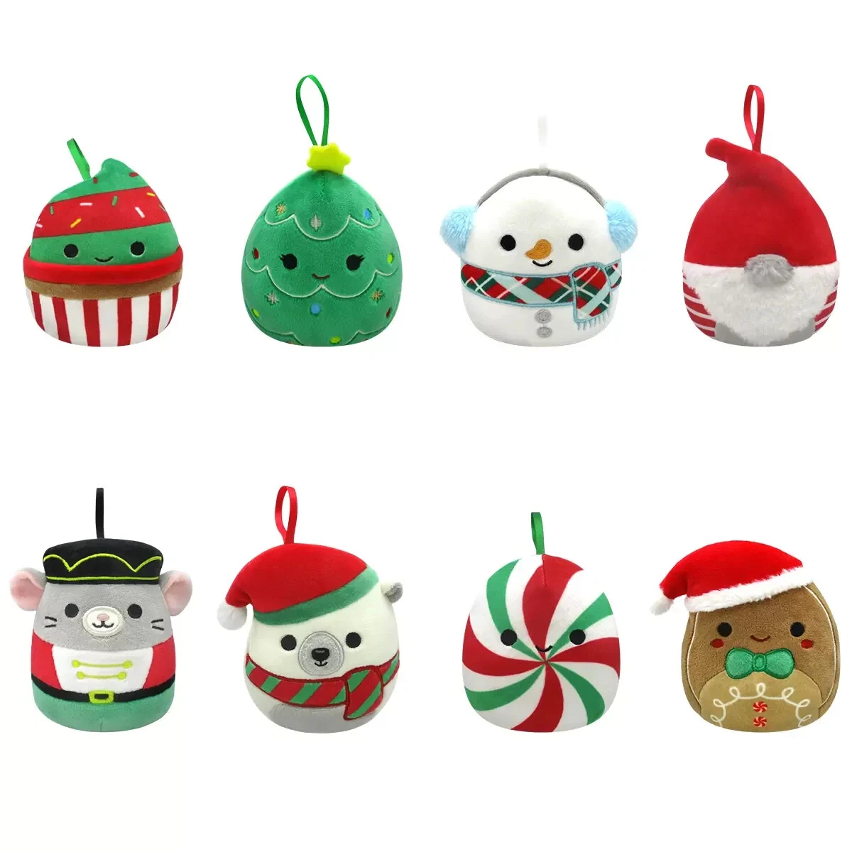 Squishmallows Christmas Ornament Set of 8 Plush 4 Holiday Classic  Collection 8